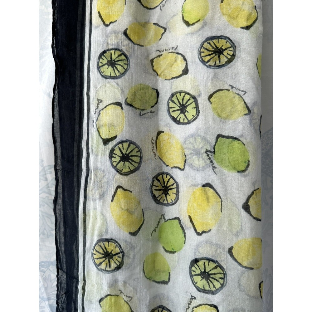 ANN TAYLOR LOFT LEMON LIMES Scarf 50" x 50" Oversized Retro Shawl Tropical Vibes